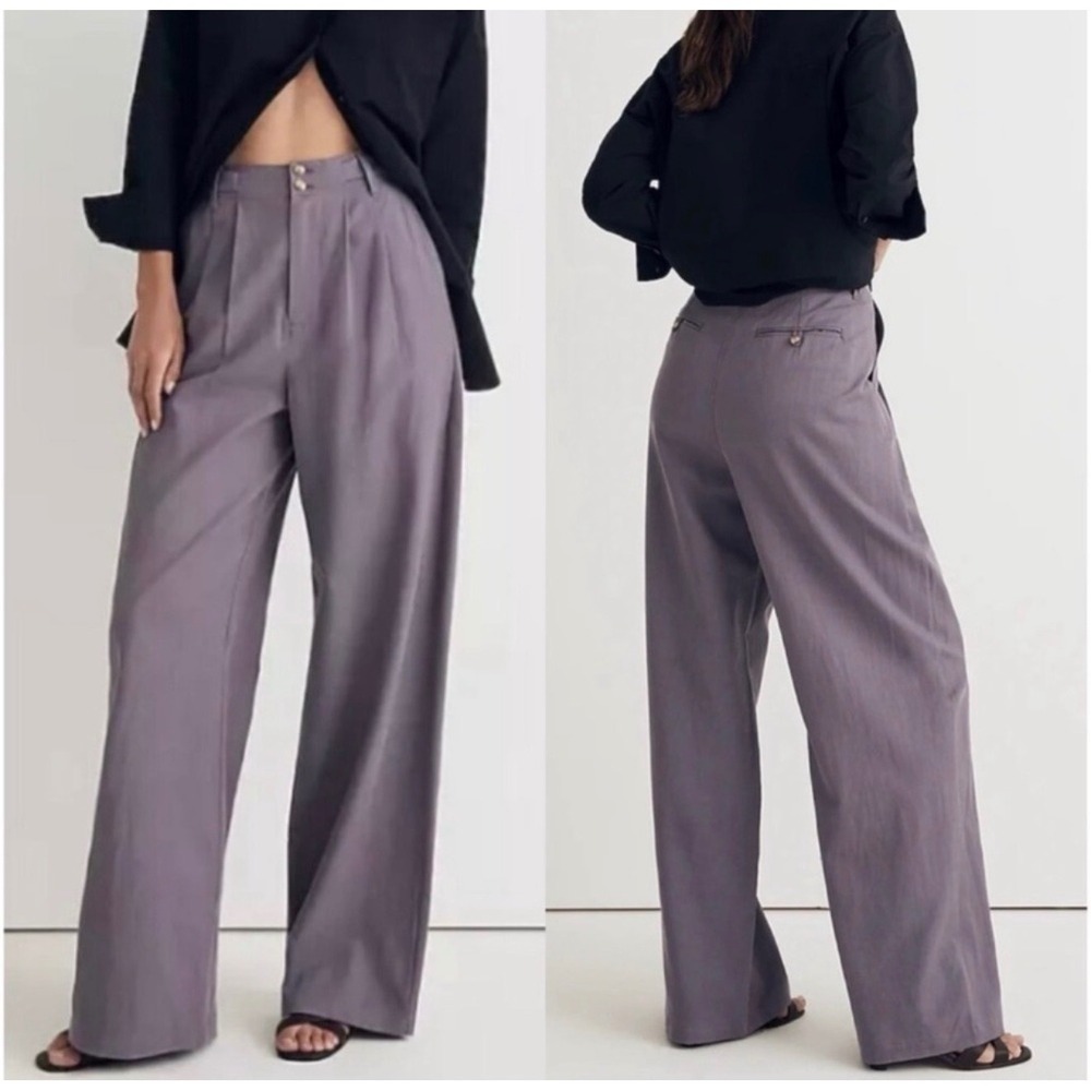 Madewell Harlow Wide Leg Pants 2 Smoky Grape Purple Women Pleated High Rise